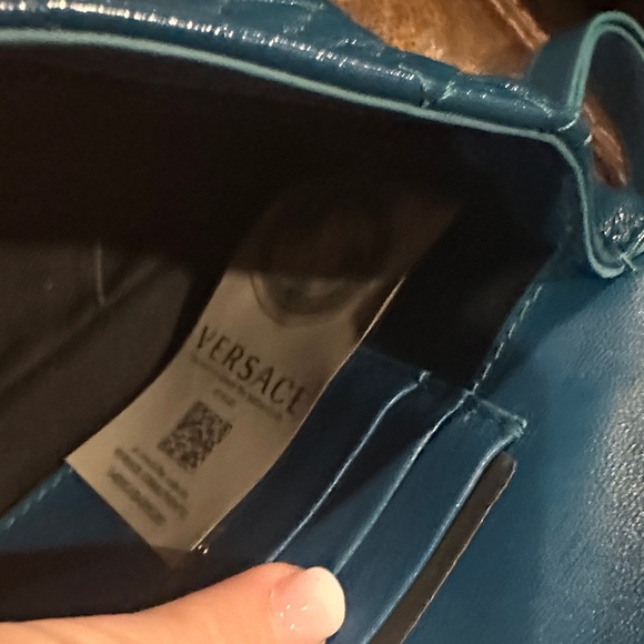 Versace Blue Quilted Clutch with Gold Medusa Medallion - Picture 8 of 9